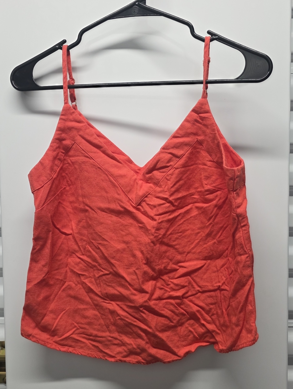 Hering Coral Red V-Neck Spaghetti Strap Camisole Top Minimalism Casual Women S